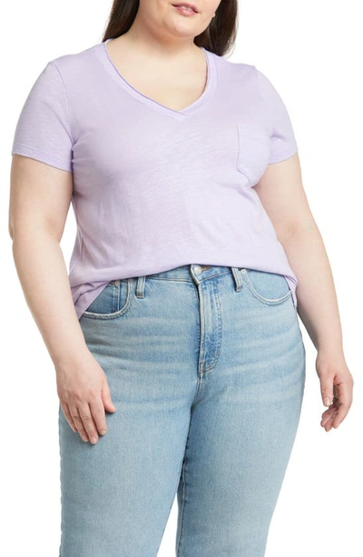 Caslon Short Sleeve V-neck T-shirt In Purple Spray