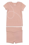 Maniere Babies' Spiral Stitch Cotton Knit T-shirt & Shorts Set In Pale Pink