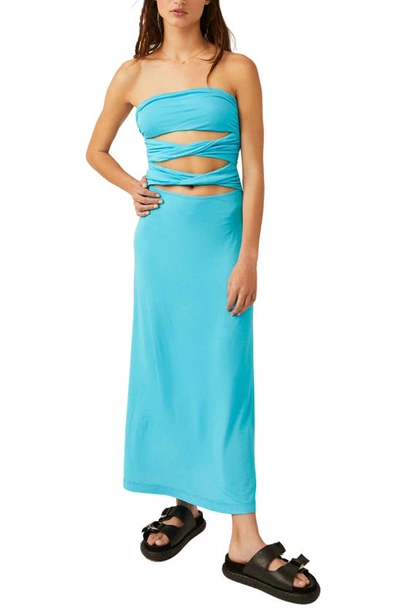 Free People Embrace Strapless Convertible Maxi Dress In Scuba Blue