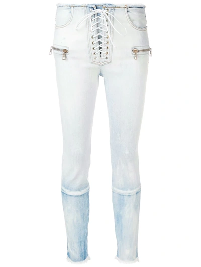 Ben Taverniti Unravel Project Unravel Gradient Lace Up Skinny In White