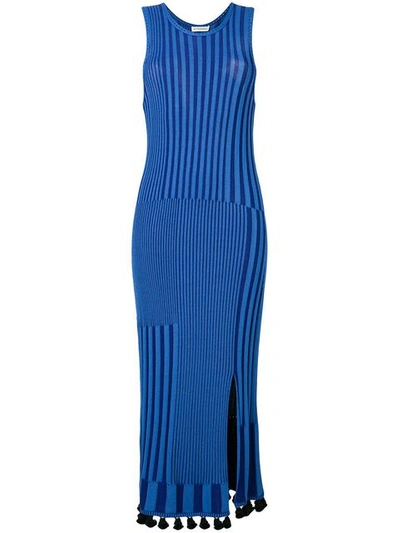 Altuzarra Contrast Stripe Tassel Dress In Blue