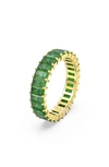 Swarovski Crystal Baguette Cut Green Matrix Ring In Emerald