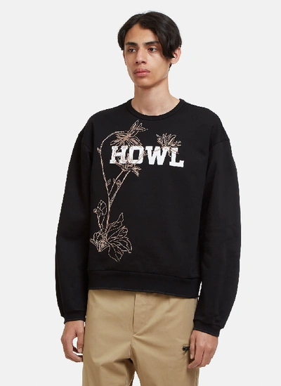 Oamc Howl Embroidered Sweatshirt In Black