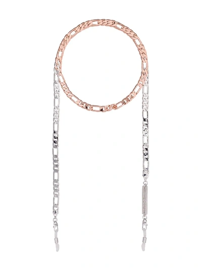 Frame Chain White And Rose Gold Flip It Glasses Chain In Silver