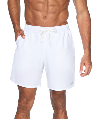 Reebok Men's 7" Compression Hybrid Swim Shorts In White