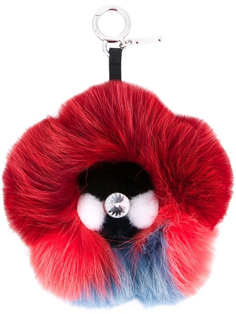 Fendi Flower Mink And Fox-fur Bag Charm In Multicolour | ModeSens