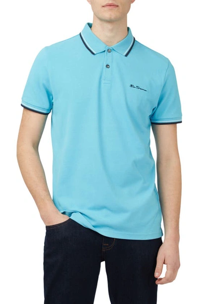 Ben Sherman Men's Signature Tipped Short-sleeve Polo Shirt In Aqua