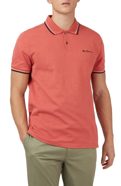 Ben Sherman Men's Signature Tipped Short-sleeve Polo Shirt In Raspberry