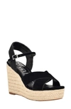 Calvin Klein Women's Elory Espadrille Wedge Dress Sandals In Black Suede