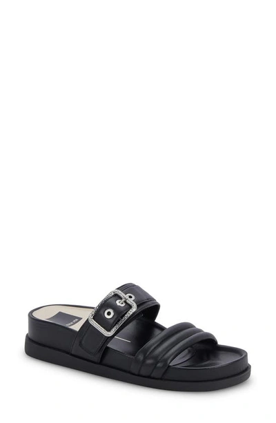 Dolce Vita Women's Shaila Quilted Buckled Footbed Slide Sandals In Black