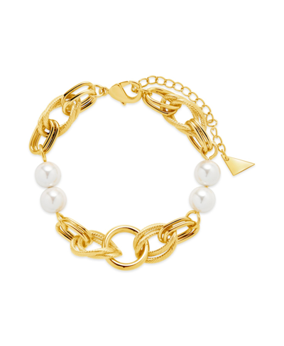 Sterling Forever Ivanna Imitation Pearl Bracelet In Gold