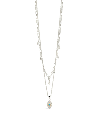 Sterling Forever Varuna Evil Eye Layered Necklace In Grey