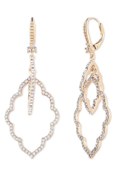 Marchesa Gold-tone Crystal Open Orbital Drop Earrings In Gold/ Coral