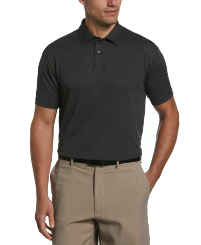 Pga Tour Men's Birdseye Textured Short-sleeve Performance Polo Shirt In Caviar