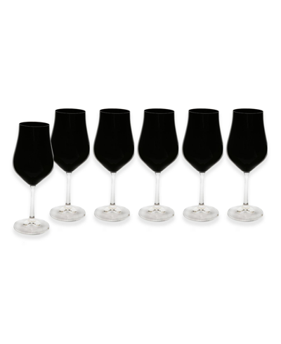 Classic Touch Black Water Glasses With Stem 9.5", Set Of 6
