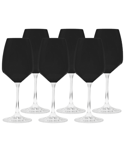 Classic Touch Black Water Glasses With Stem, Set Of 6