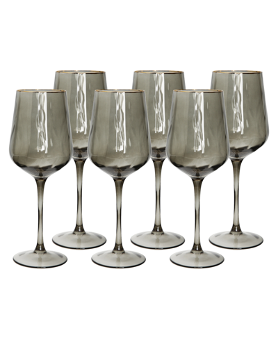 Classic Touch Gray Water Glasses, Set Of 6 In Smoke
