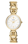 Fossil Women's Carlie Three-hand Gold-tone Stainless Steel Watch, 30mm In White/gold