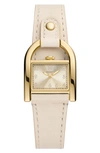 Fossil Women's Harwell Three-hand Ecru Leather Strap Watch, 28mm In Gold/nude
