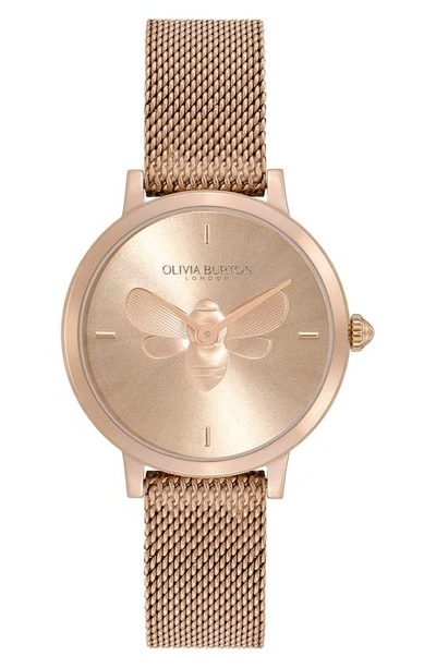 Olivia Burton Women's Ultra Slim Floral Carnation Gold-tone Steel Watch 28mm In Rose Gold