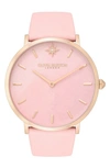 Olivia Burton Women's Celestial Ultra Slim Pink Leather Strap Watch 40mm In Rose