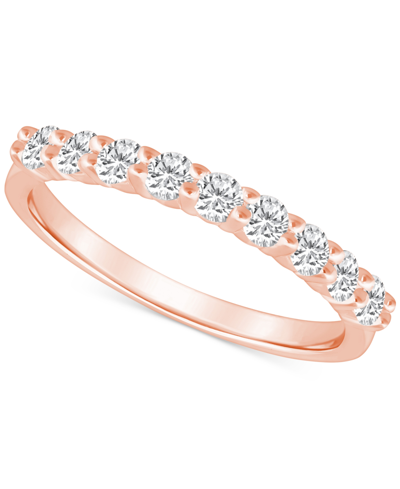 Macy's Diamond Wedding Band (1/2 Ct. T.w.) In 14k Gold In Rose Gold