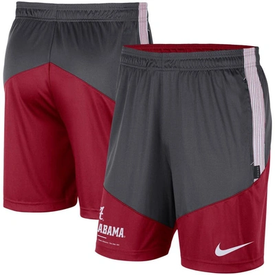 Nike Men's  Charcoal And Crimson Alabama Crimson Tide Team Performance Knit Shorts In Charcoal,crimson