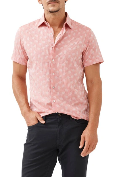 Rodd & Gunn Ashburton Short Sleeve Button-up Shirt In Coral