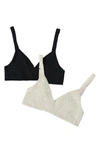 On Gossamer Women's Cotton Bralette, Pack Of 2 010404p2 In Black,gray