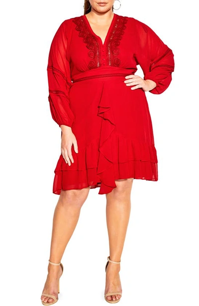 City Chic Trendy Plus Size Sweetheart Dress In Love Red