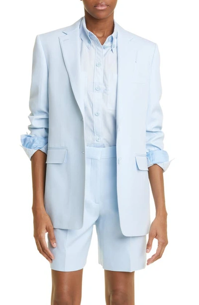 Burberry Loulou Wool Grain De Poudre Blazer In Pale Blue