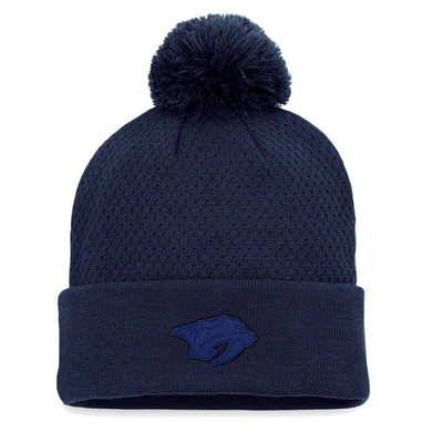 Fanatics Branded Navy Nashville Predators Authentic Pro Road Cuffed Knit Hat With Pom