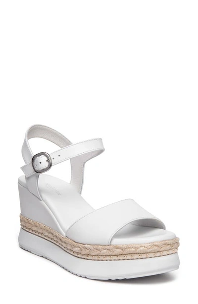 Nerogiardini Leather Ankle-strap Wedge Espadrilles In White