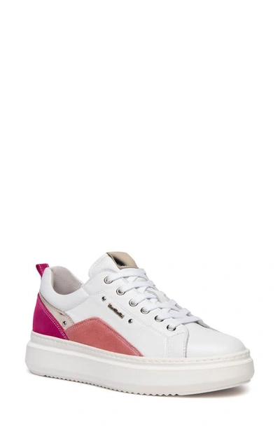 Nerogiardini Colorblock Retro Low-top Sneakers In White/ Fuchsia Multi