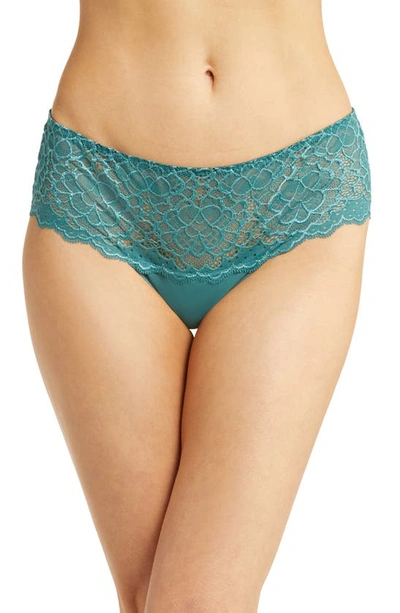 Simone Perele Caresse Lace-trim Boyshorts In Boreal Green