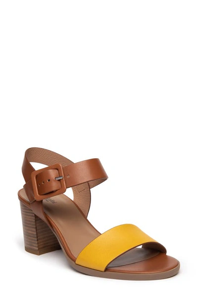 Nerogiardini City Bicolor Ankle-strap Sandals In Yellow/ Cognac