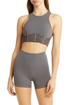 Zella Studio Luxe High Waist Bike Shorts In Grey Magnet