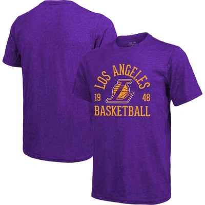 Majestic Threads Heathered Purple Los Angeles Lakers Ball Hog Logo Tri-blend T-shirt