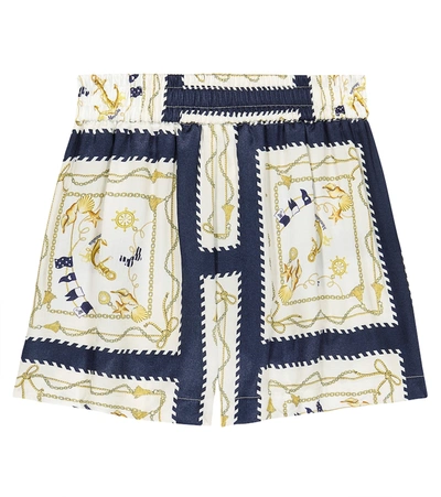 Monnalisa Kids' Girls Ivory Nautical Print Satin Shorts