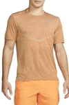 Nike Rise 365 Logo-print Space-dyed Dri-fit Running T-shirt In Orange