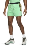 Nike Men's Trail Second Sunrise Dri-fit 5" Brief-lined Running Shorts In Spring Green/olive Flak/white