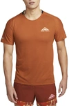 Nike Men's Trail Solar Chase Dri-fit Short-sleeve Running Top In Brown