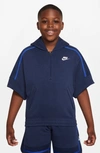 Nike Culture Of Basketball Big Kids' (boys') Short-sleeve Basketball Hoodie In Midnight Navy/white