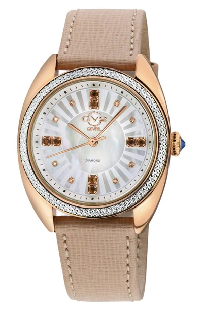 Gv2 Palermo Diamond & Gemstone Leather Strap Watch, 35mm In Rose Gold