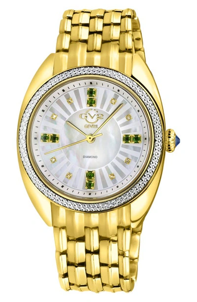 Gv2 Palermo Diamond & Gemstone Swiss Quartz Bracelet Watch, 35mm In Gold