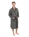 Leveret Fleece Solid Robe In Grey