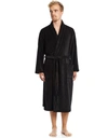 Leveret Fleece Solid Robe In Black