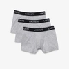 Lacoste Lettered Waist Long Stretch Cotton Boxer Brief 3-pack In Cca Argent Chine