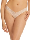 Hanky Panky Cotton Lace Low Rise Thong In Chai
