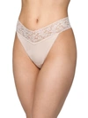 Hanky Panky Cotton Lace Original Rise Thong In Chai